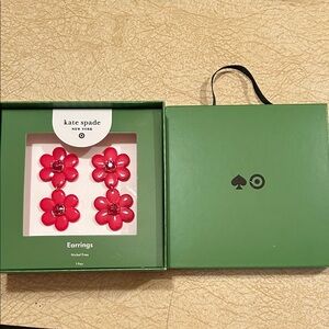 Kate Spade Red Floral Earrings Set